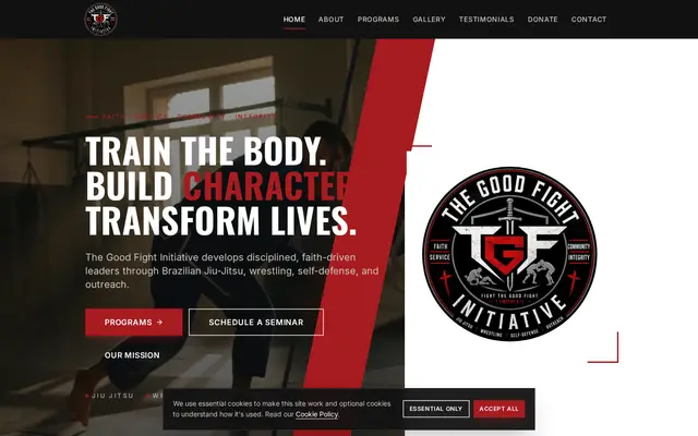 Homepage of Good Fight HQ, a Martial Arts & Fitness website in United States, designed by WebLynx Solution