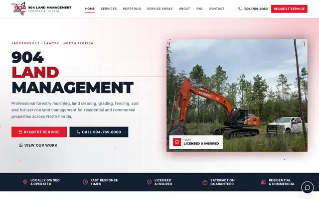 Homepage of 904 Land Management, a Land Management website in Jacksonville, FL, designed by WebLynx Solution